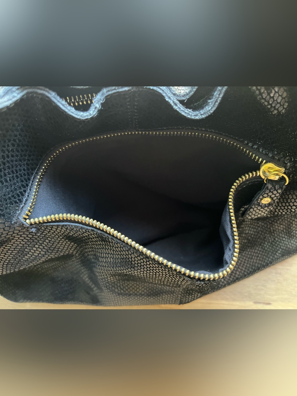 Maxine Couture Hobo Suede Leather Handbag Black - Picture 7 of 16
